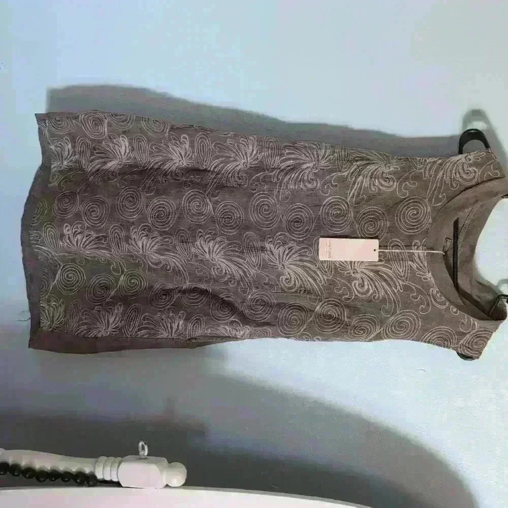 Lina tomei grey embroidered dress new with tags made in italy